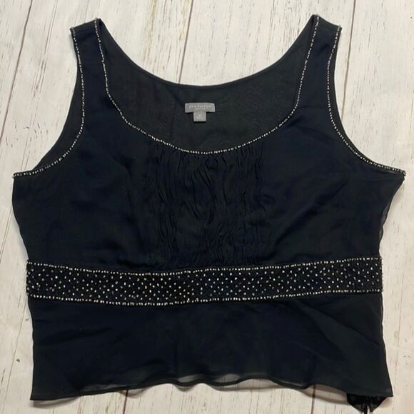Ann Taylor petite women’s black sheer sleeveless top. Size 10P - Picture 1 of 5